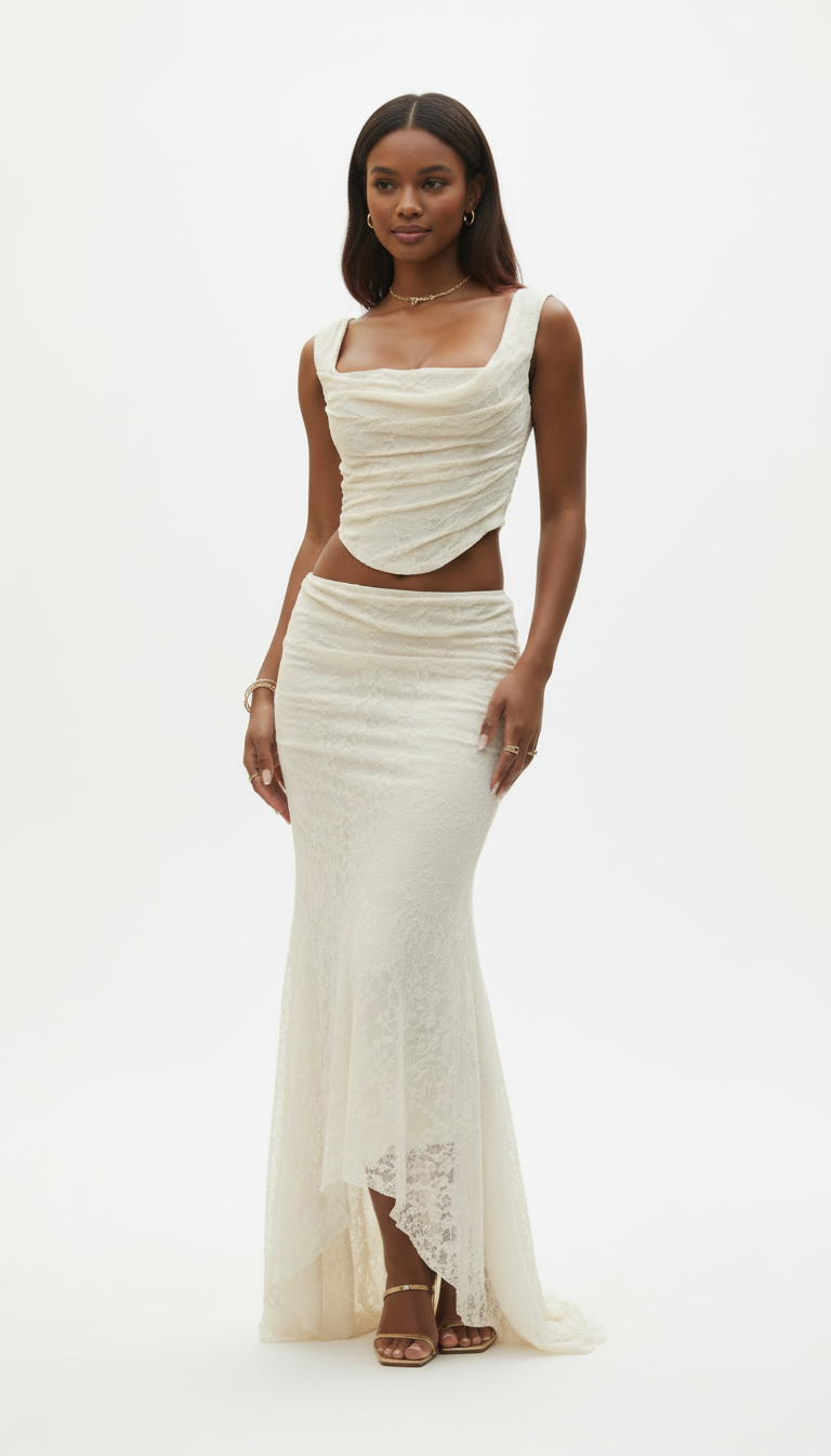 OURYE Women's Square Neck Formal Dress Set - Maxi