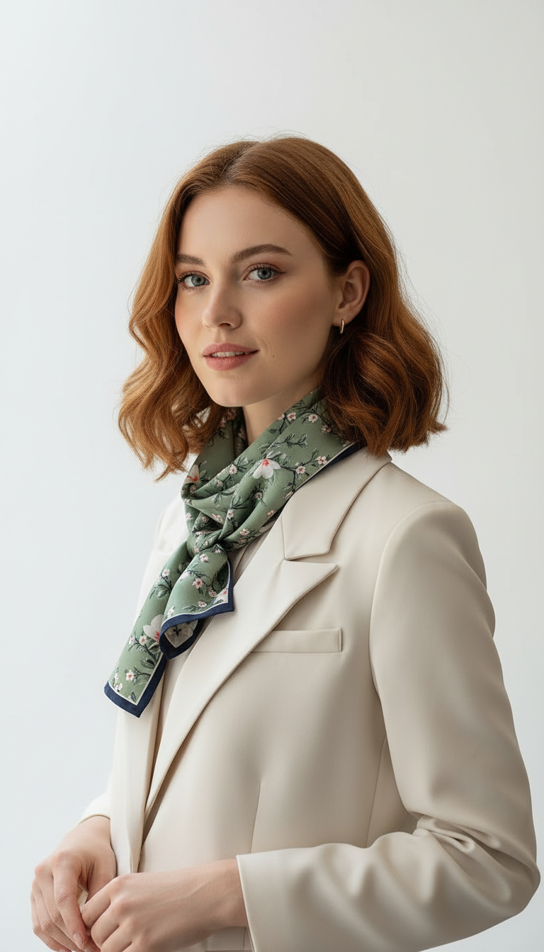 OURYE Women's Satin-Feel Printed Scarf - Long Narrow