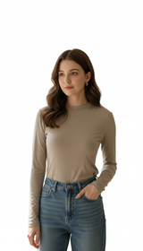 OURYE Women's Ribbed Knit Top - Relaxed in Coffee