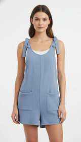 OURYE Women's Seersucker Romper - Wide Leg