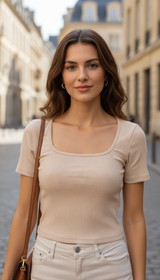 OURYE Women's Ribbed Knit Tops - Slim Fit