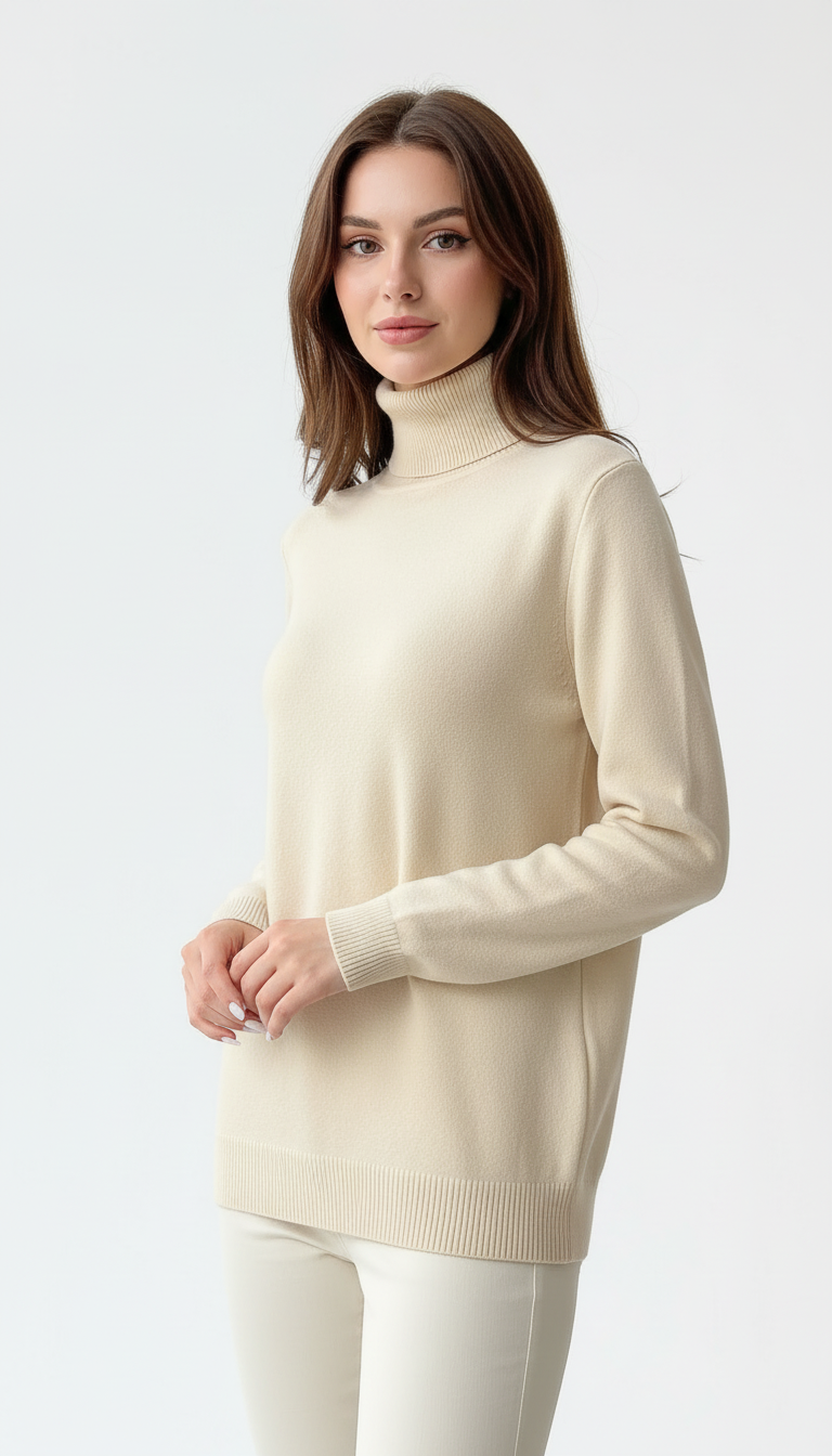 OURYE Women's Lined Turtleneck Sweater - Slim Fit