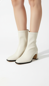 OURYE Women's Faux Leather Ankle Boots - Cropped