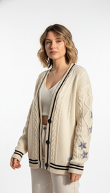 OURYE Women's Knit Cardigan Sweater - Oversized in Beige