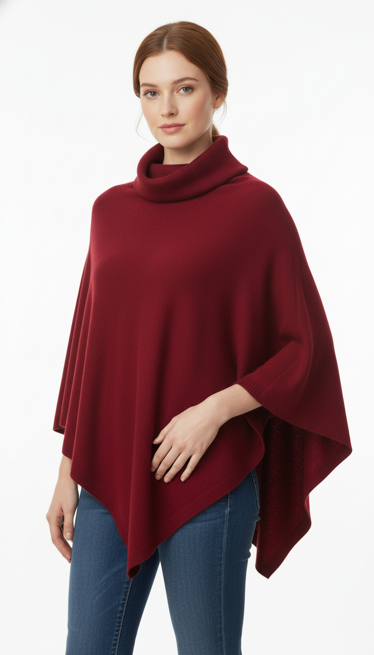 OURYE Women's Wool Turtleneck Poncho - Cape