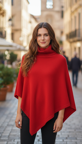 Women's Wool Turtleneck Poncho - Knit Shawl Cape - Image 7